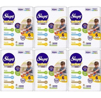Sleepy Extra 6 Numara Bantlı Bebek Bezi 6x64'lü