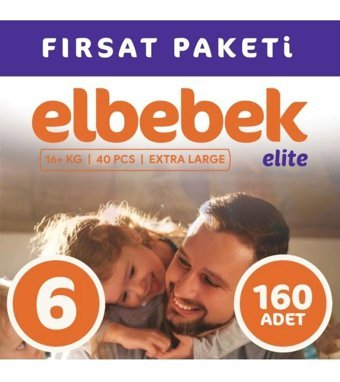 Elbebek Elite 6 Numara Bantlı Bebek Bezi 160'lı