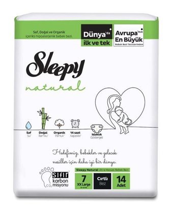 Sleepy Natural 7 Numara Bantlı Bebek Bezi 14'lü