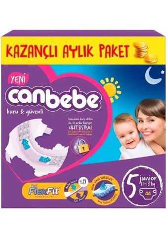 Canbebe 5 Numara Bantlı Bebek Bezi 44'lü