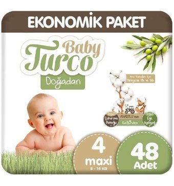 Baby Turco Doğadan 4 Numara Bantlı Bebek Bezi 48'li