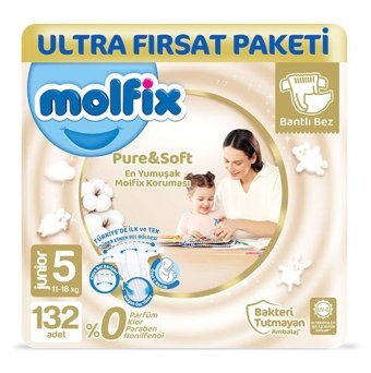 Molfix Pure Soft 5 Numara Bantlı Bebek Bezi 132'li