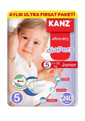 Kanz Diapers 5 Numara Bantlı Bebek Bezi 240'lı