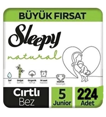 Sleepy Natural 5 Numara Bantlı Bebek Bezi 4x56'lı