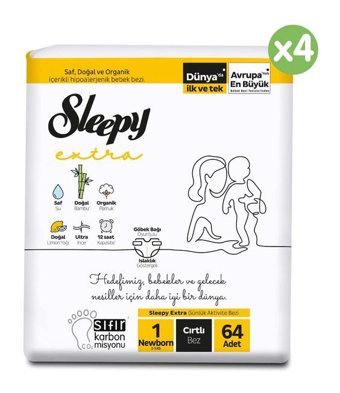 Sleepy Extra 1 Numara Bantlı Bebek Bezi 256'lı