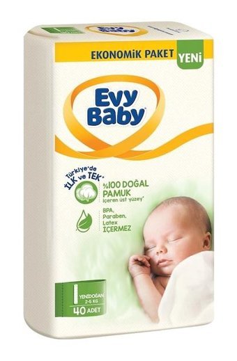 Evy Baby 1 Numara Bantlı Bebek Bezi 40'lı