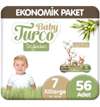 Baby Turco Doğadan 7 Numara Bantlı Bebek Bezi 2x28'li