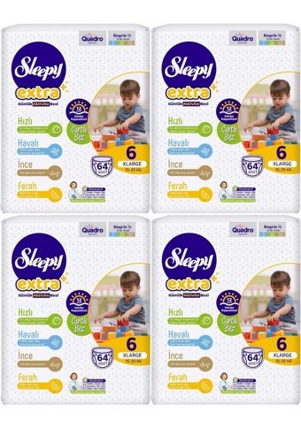 Sleepy 6 Numara Bantlı Bebek Bezi 4x64'lü
