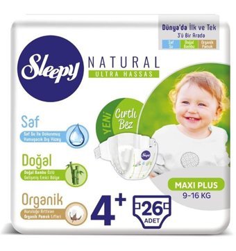 Sleepy Natural 4 Numara Bantlı Bebek Bezi 26'lı