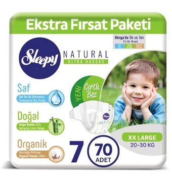 Sleepy Natural 7 Numara Bantlı Bebek Bezi 70'li