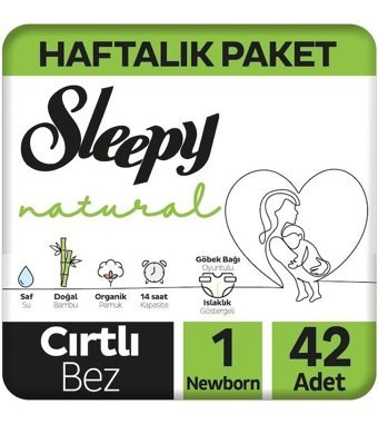 Sleepy Natural 1 Numara Bantlı Bebek Bezi 42'li