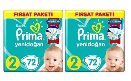 Prima Pampers 2 Numara Bantlı Bebek Bezi 2x72'li