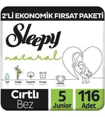 Sleepy Natural 5 Numara Bantlı Bebek Bezi 116'lı