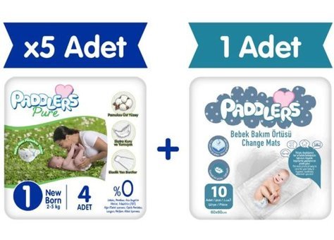 Paddlers Pure 1 Numara Bantlı Bebek Bezi 4'lü