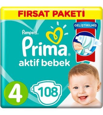 Prima 4 Numara Bantlı Bebek Bezi 2x54'lü