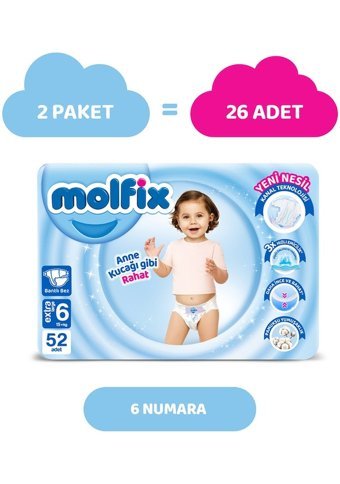Molfix 6 Numara Bantlı Bebek Bezi 52'li