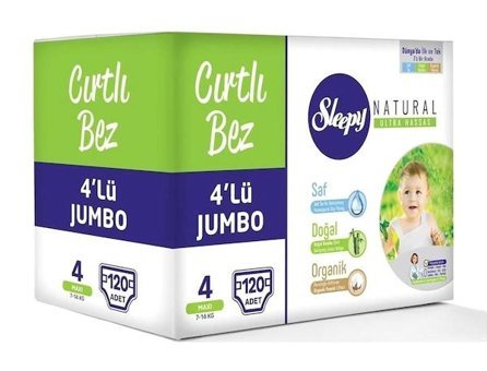 Sleepy Natural 4 Numara Bantlı Bebek Bezi 120'li