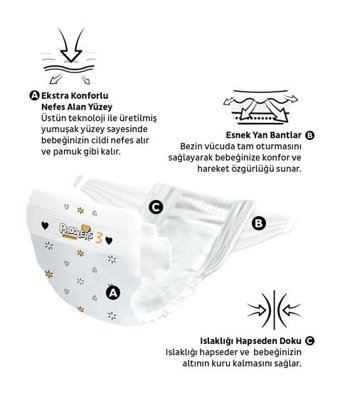 Paddlers Protection 3 Numara Bantlı Bebek Bezi 200'lü