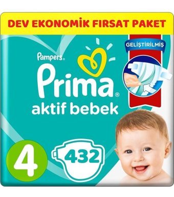 Prima 4 Numara Bantlı Bebek Bezi 432'li