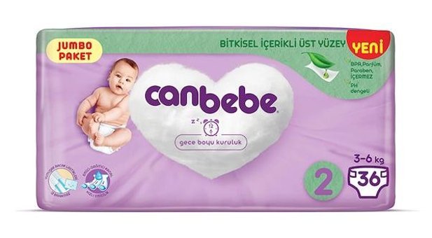 Canbebe 2 Numara Bantlı Bebek Bezi 36'lı