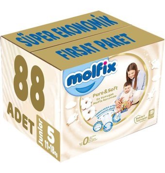 Molfix Pure Soft 5 Numara Bantlı Bebek Bezi 88'li
