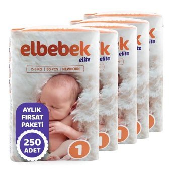 Elbebek Elite 1 Numara Bantlı Bebek Bezi 250'li