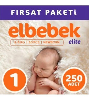 Elbebek Elite 1 Numara Bantlı Bebek Bezi 250'li