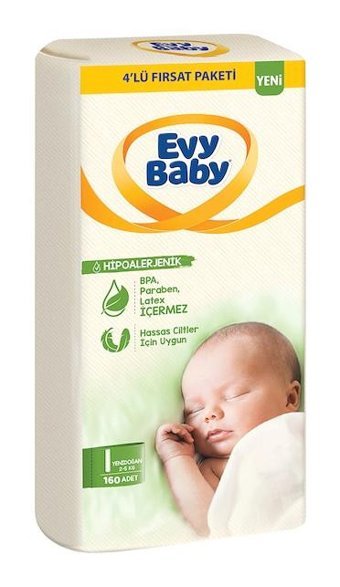 Evy Baby 1 Numara Bantlı Bebek Bezi 160'lı