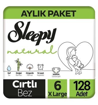 Sleepy Natural 6 Numara Bantlı Bebek Bezi 2x64'lü