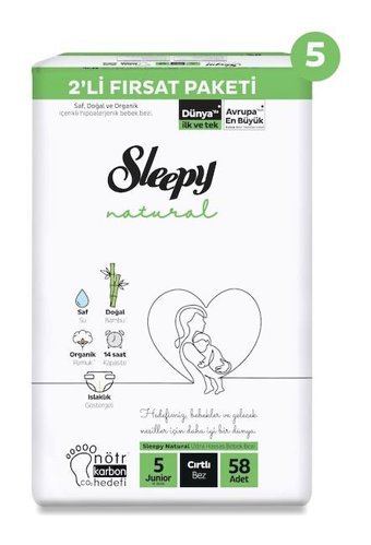 Sleepy Natural 5 Numara Bantlı Bebek Bezi 290'lı