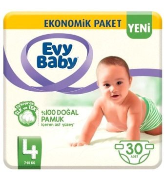 Evy Baby 4 Numara Bantlı Bebek Bezi 30'lu