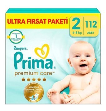 Prima Premium Care 2 Numara Bantlı Bebek Bezi 122'li