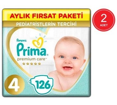 Prima Premium Care 4 Numara Bantlı Bebek Bezi 2x126'lı