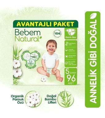 Bebem Natural 5 Numara Bantlı Bebek Bezi 96'lı