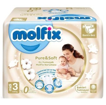 Molfix Pure Soft 3 Numara Bantlı Bebek Bezi 192'li