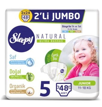 Sleepy Natural 5 Numara Bantlı Bebek Bezi 48'li