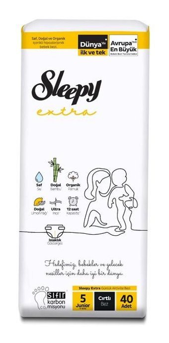 Sleepy Extra 5 Numara Bantlı Bebek Bezi 40'lı