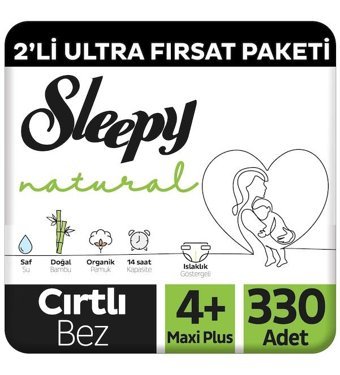 Sleepy Natural 4+ Numara Bantlı Bebek Bezi 330'lu