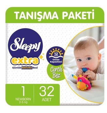 Sleepy Extra 1 Numara Bantlı Bebek Bezi 32'li