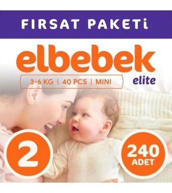Elbebek Elite 2 Numara Bantlı Bebek Bezi 240'lı
