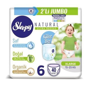 Sleepy Natural 6 Numara Külot Bebek Bezi 2x40'lı