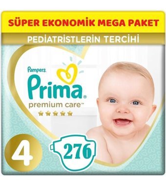 Prima Premium Care 4 Numara Bantlı Bebek Bezi 276'lı