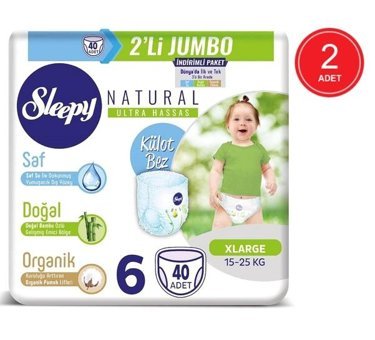 Sleepy Natural 6 Numara Külot Bebek Bezi 2x40'lı