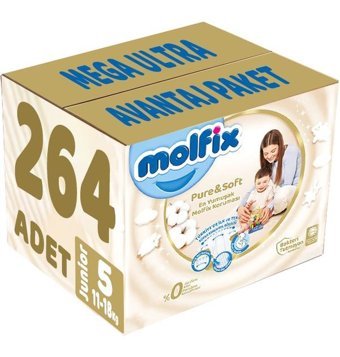 Molfix Pure Soft 5 Numara Bantlı Bebek Bezi 264'lü
