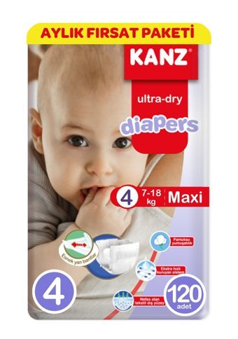 Kanz Diapers 4 Numara Bantlı Bebek Bezi 120'li
