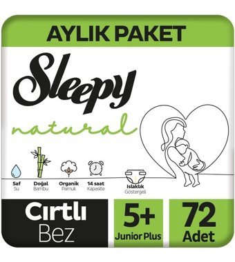 Sleepy Natural 5 Numara Bantlı Bebek Bezi 72'li
