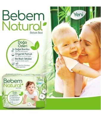Bebem Natural 5 Numara Bantlı Bebek Bezi 360'lı