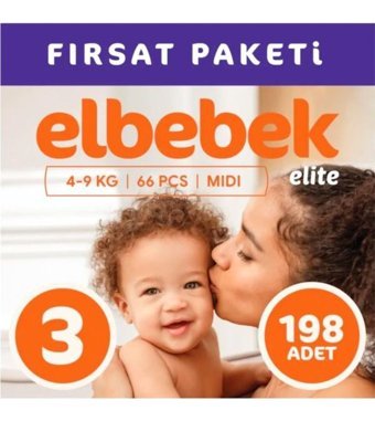 Elbebek Elite 3 Numara Bantlı Bebek Bezi 198'li
