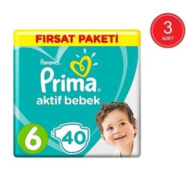 Prima Pampers 6 Numara Bantlı Bebek Bezi 3x40'lı