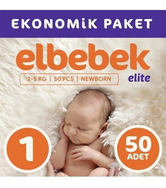 Elbebek Elite 1 Numara Bantlı Bebek Bezi 50'li